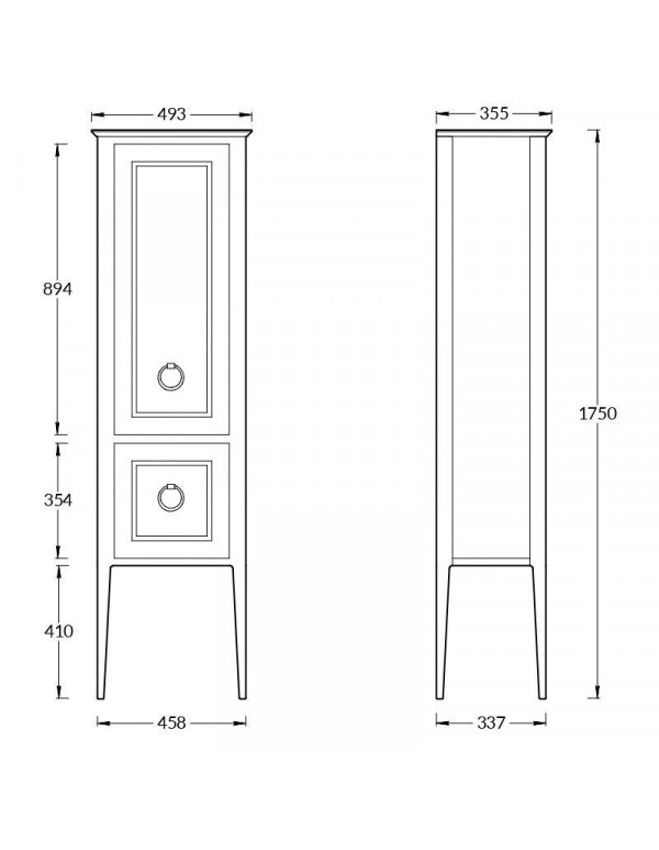 Пенал PLAZA Classic Neo напольный 175, белый матовый